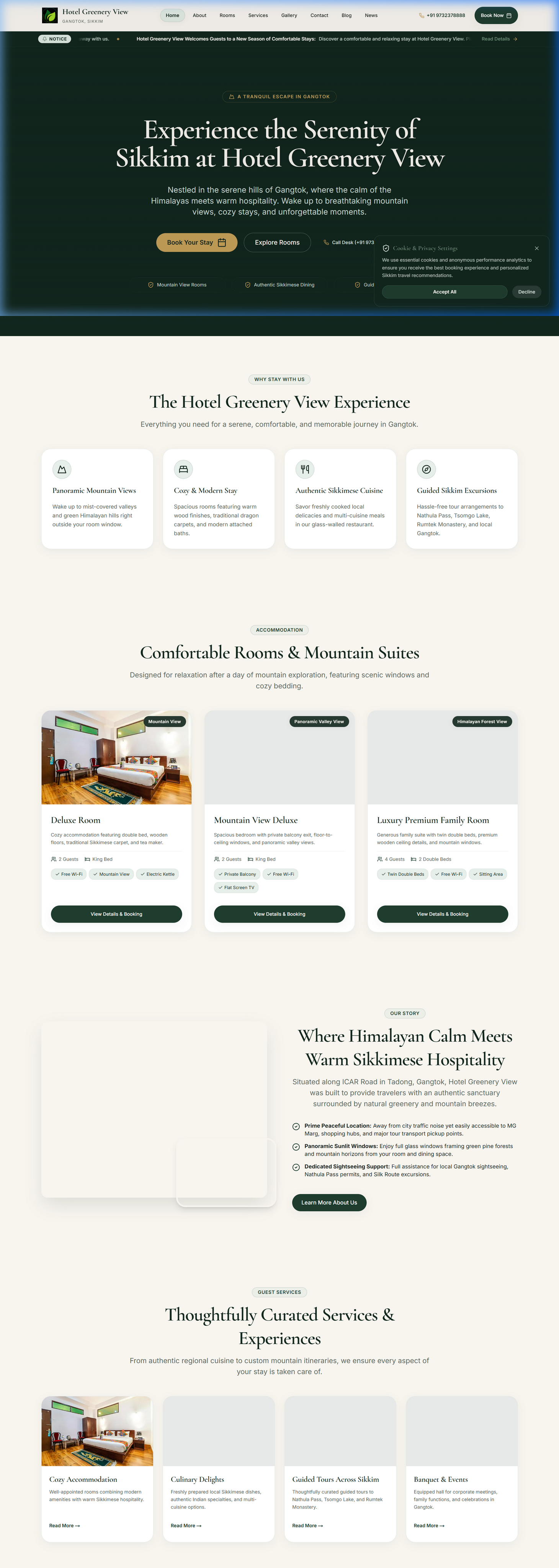 Hotel Greenery View — custom software interface preview